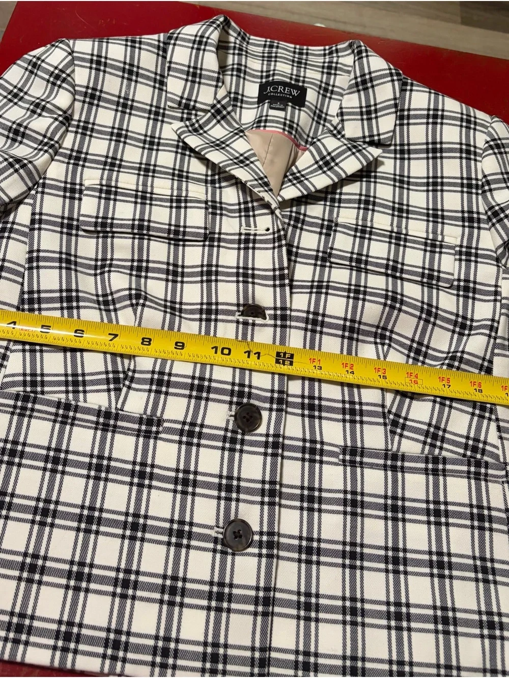 J. Crew Cream and Black Plaid Tailored Blazer